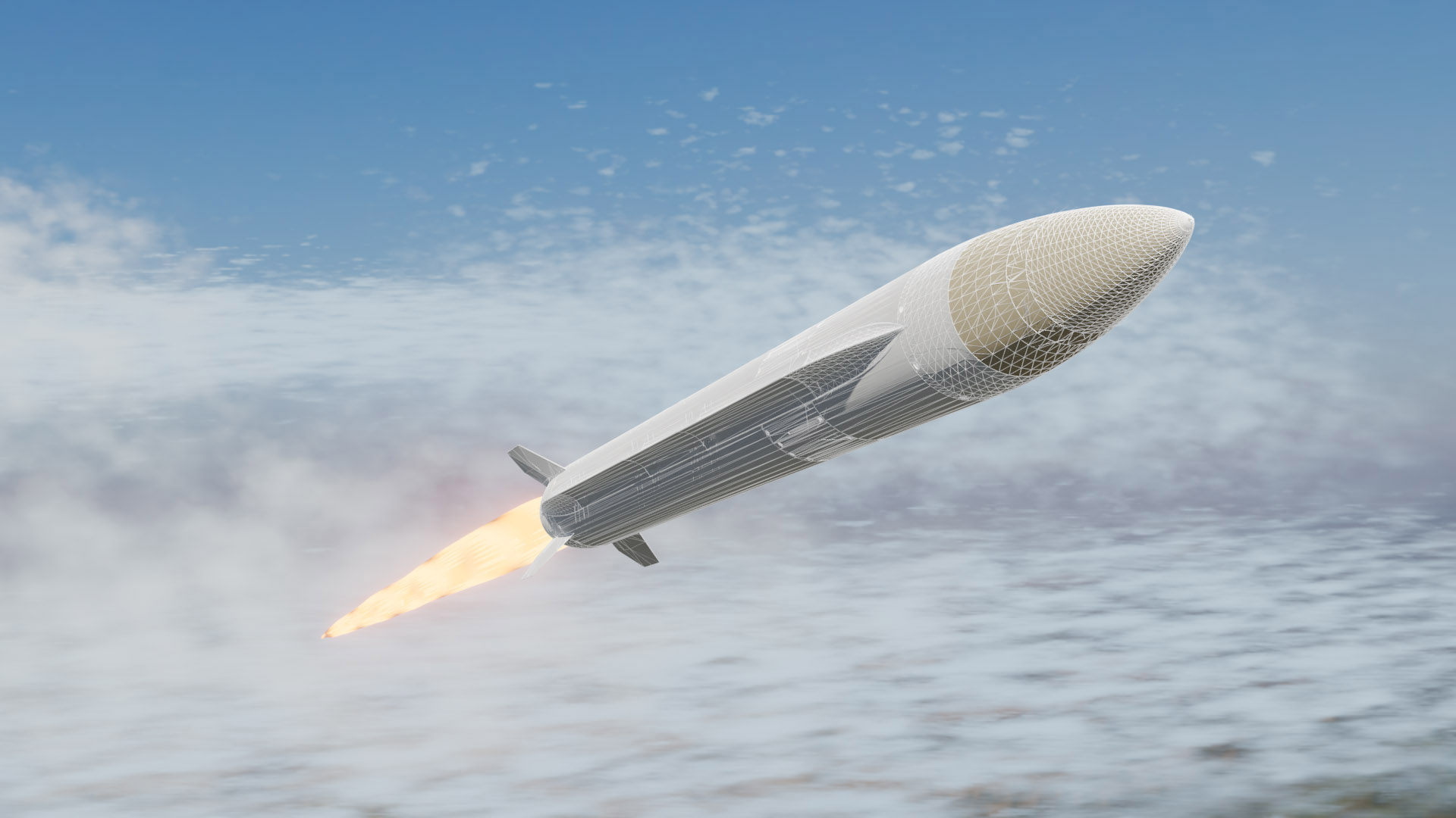 rendering of missile in flight