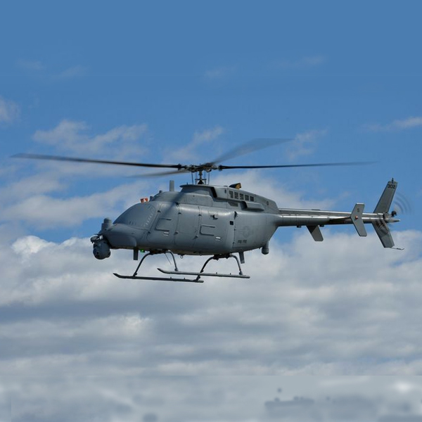 unmanned helicopter-like aircraft flying in the sky