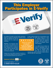 Photo of an E-Verify participation poster 