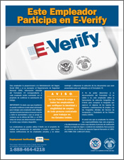 Photo of E-Verify participation poster in spanish